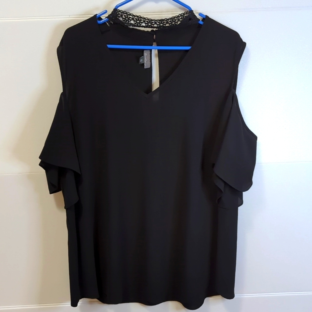 Black cold shoulder blouse